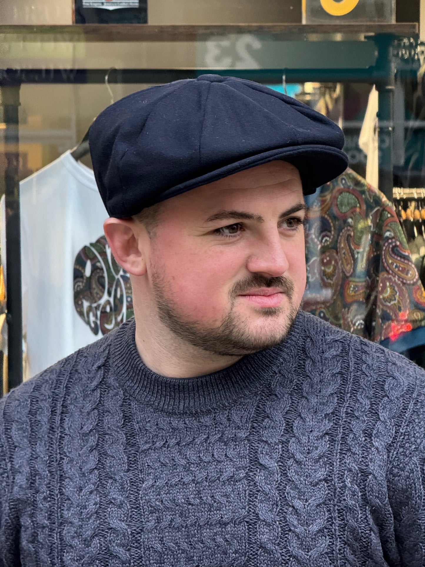 Tweed Newsboy Flat Cap Navy Blue