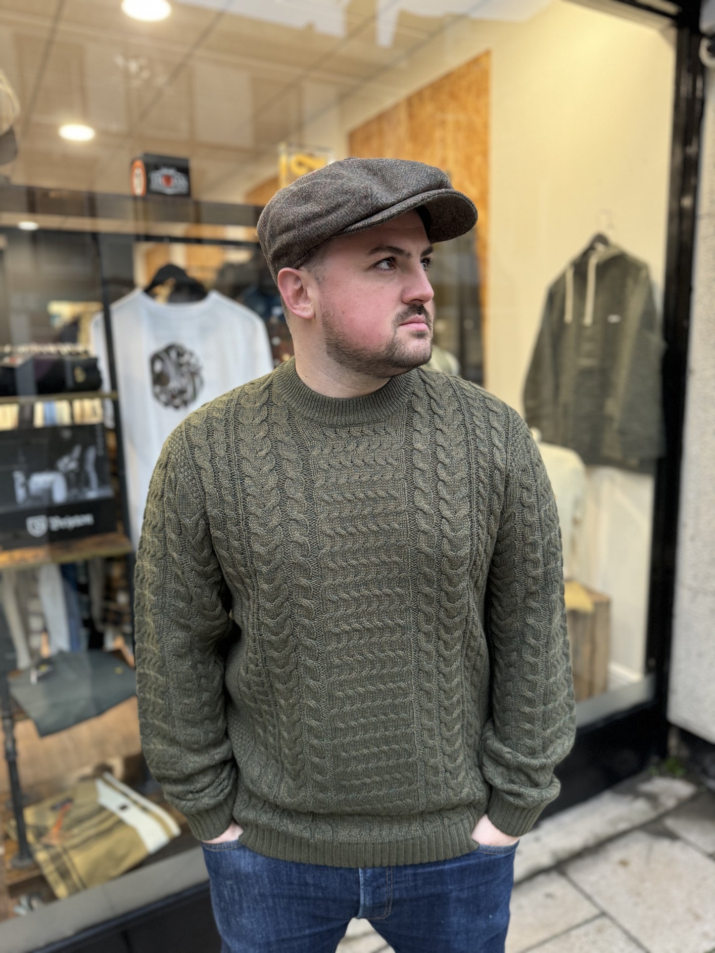 Only & Sons Cable Crew Neck Olive - RD1 Clothing