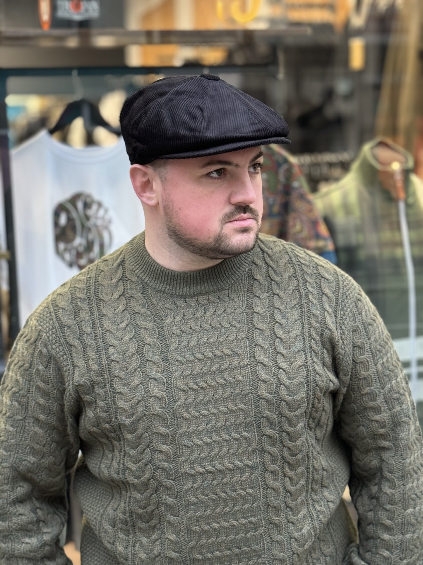 Corduroy Newsboy Cap Black - RD1 Clothing