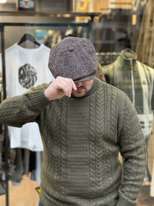 Herringbone Newsboy Cap Brown - RD1 Clothing