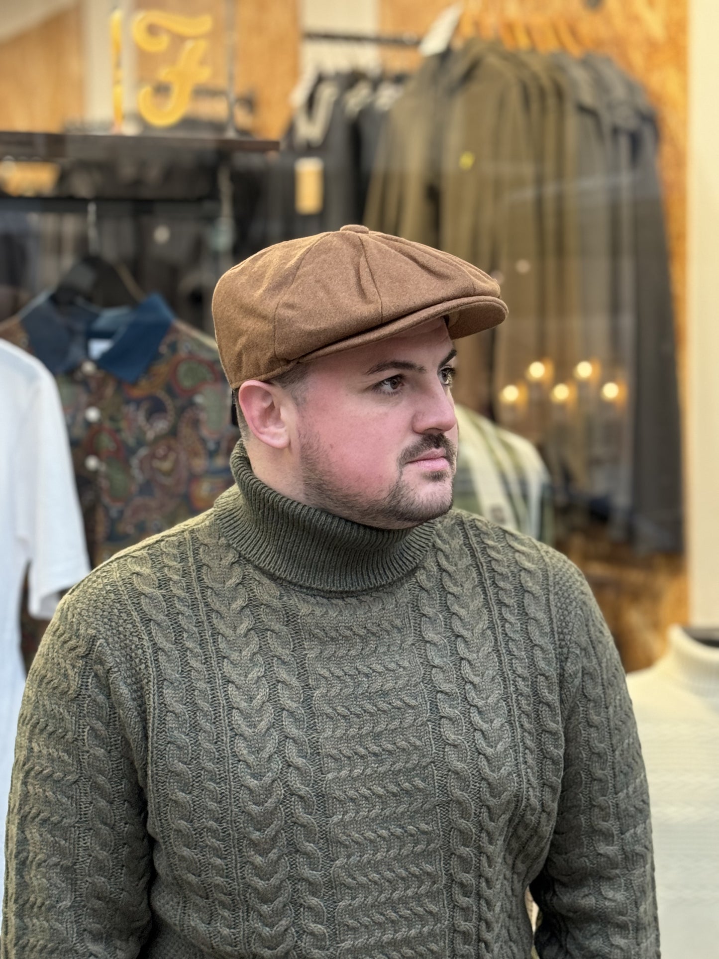 Tweed Newsboy Flat Cap Camel Brown - RD1 Clothing