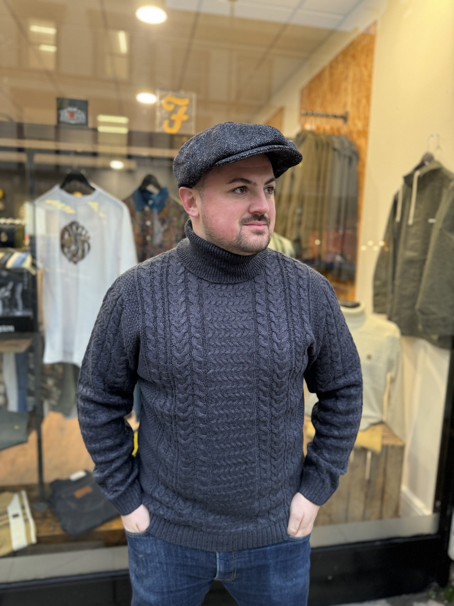 Only & Sons Cable Knit Roll Neck Navy - RD1 Clothing