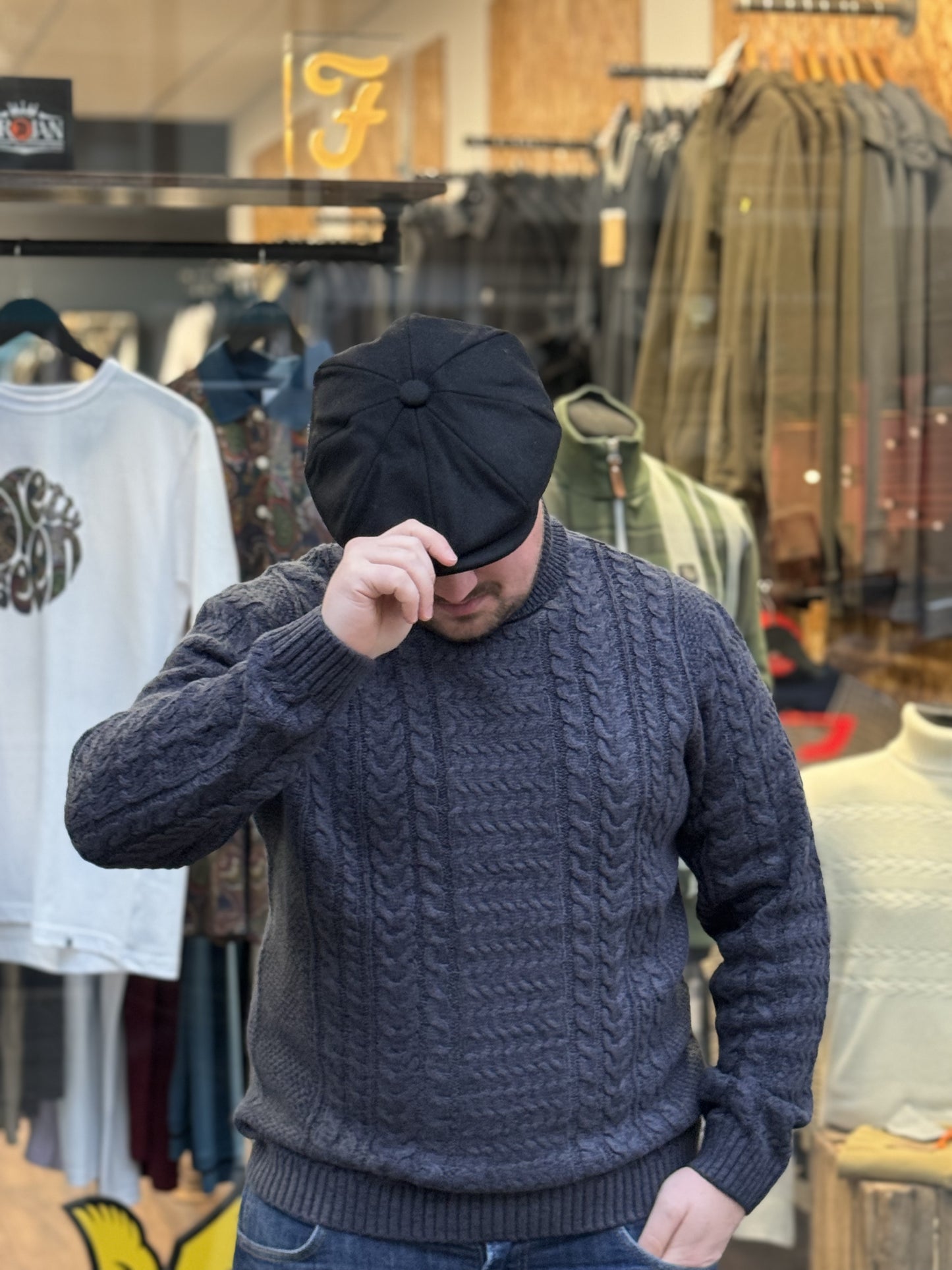 Tweed Newsboy Flat Cap Black - RD1 Clothing