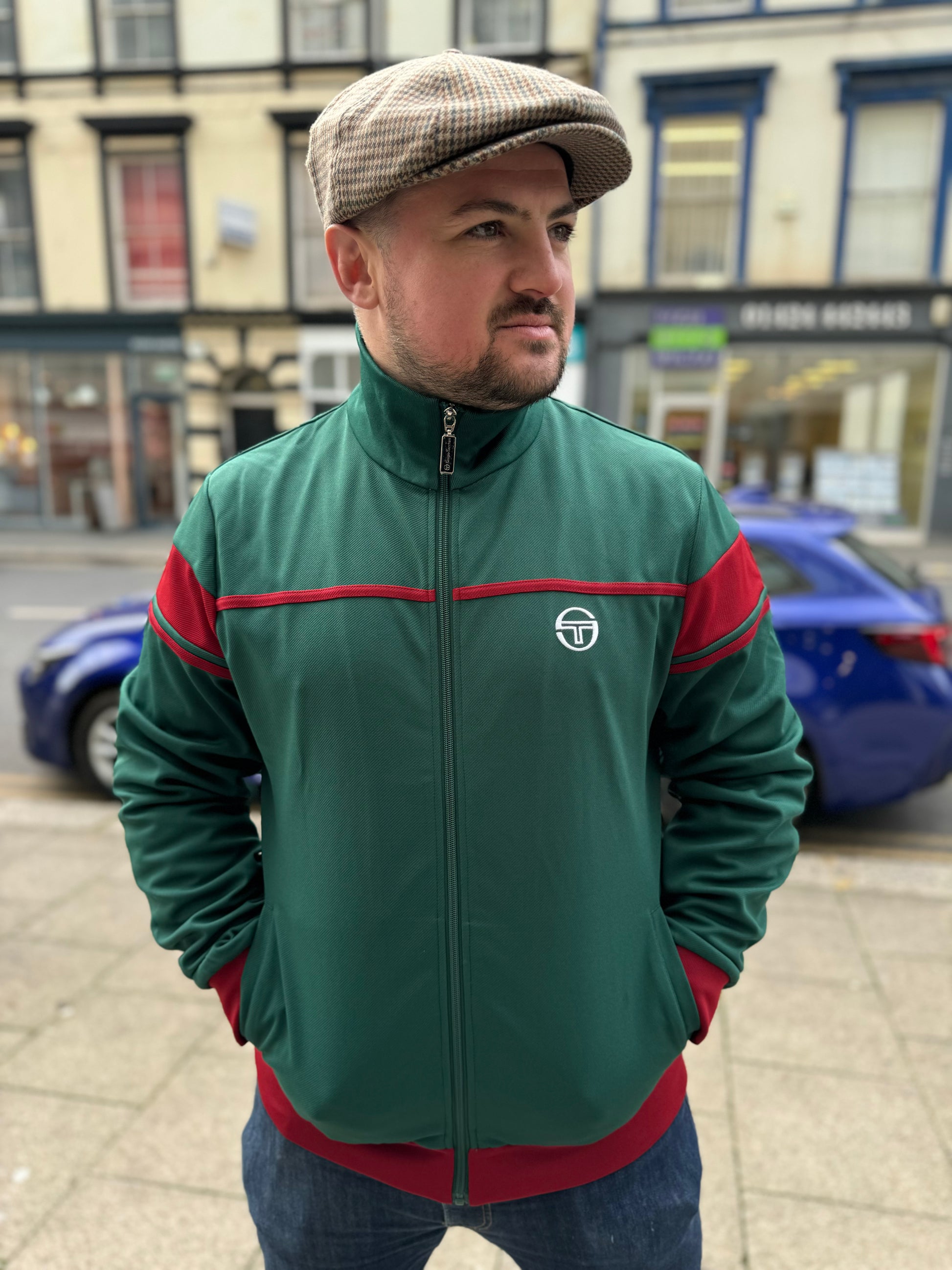Sergio Tacchini New Damarindo Track Top Green/Burgundy - RD1 Clothing