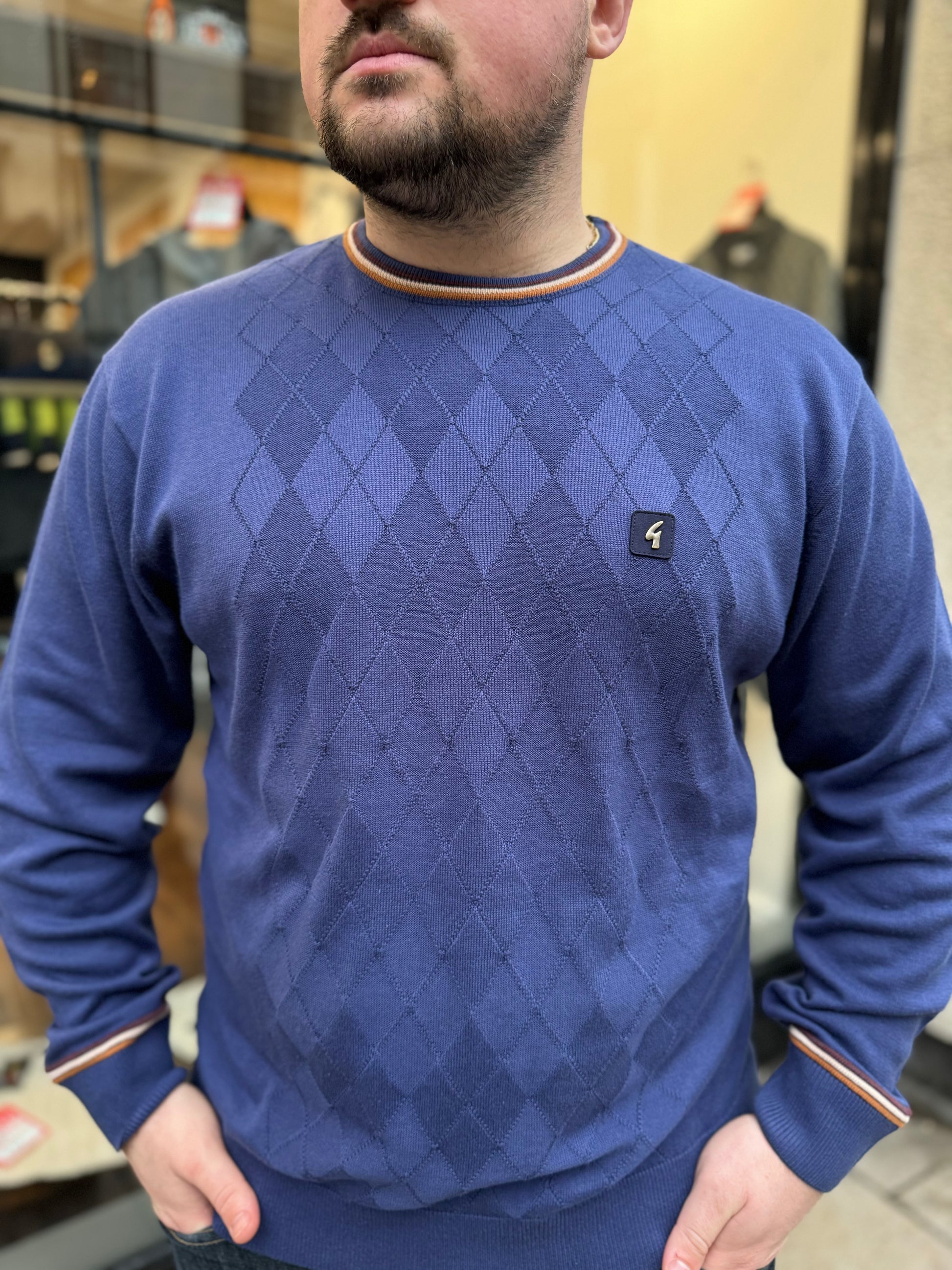 Gabicci Marlon Knitted Crew Neck Sweater Gabicci Vintage - Blue - RD1 Clothing