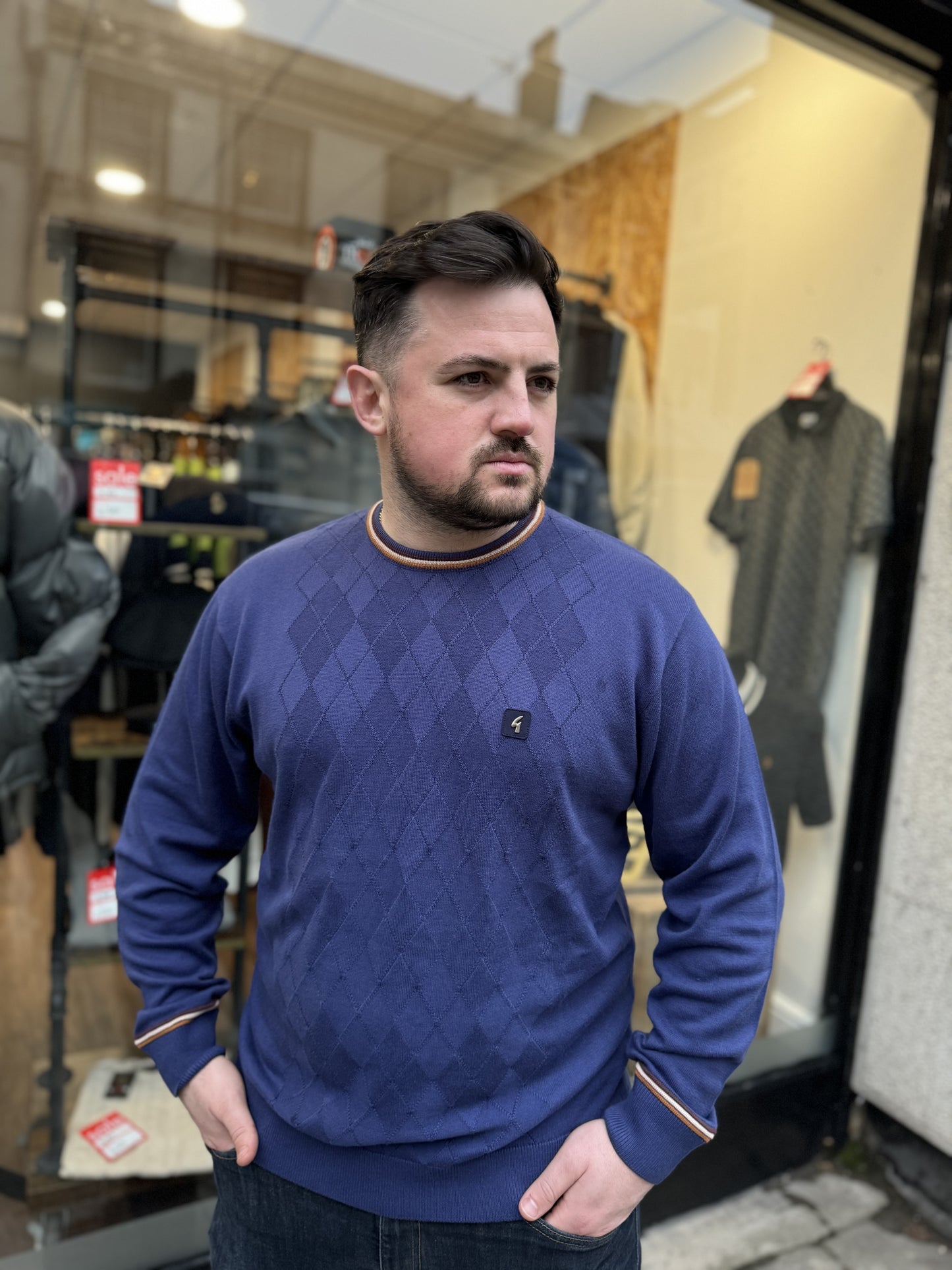 Gabicci Marlon Knitted Crew Neck Sweater Gabicci Vintage - Blue