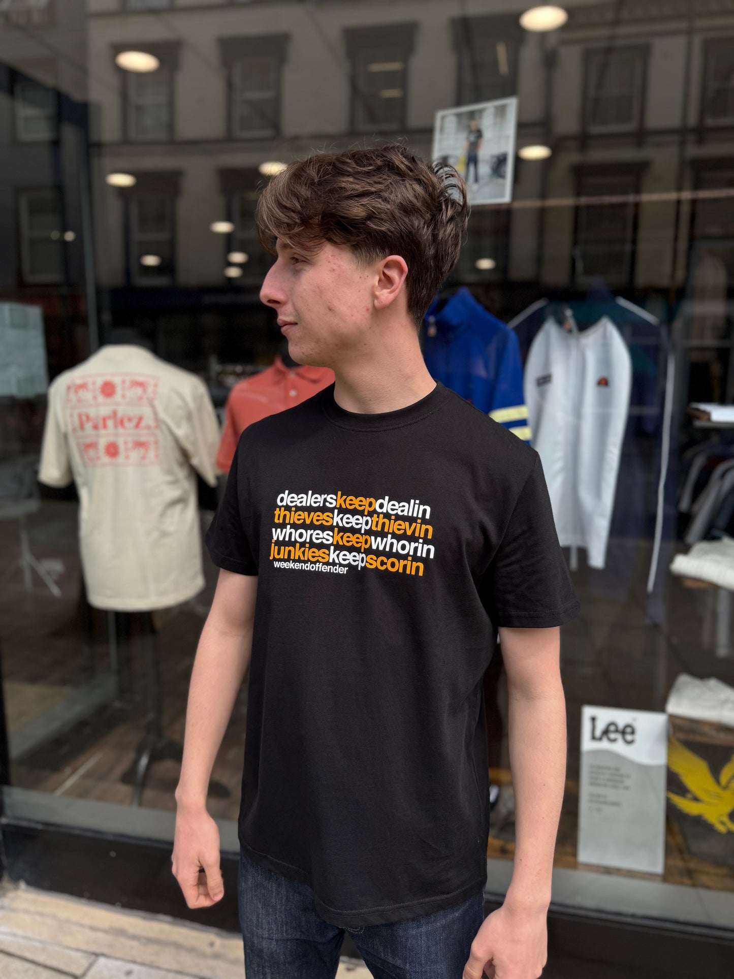 RD1 Clothing x Weekend Offender Dealers T-Shirt - Black & Amber - RD1 Clothing