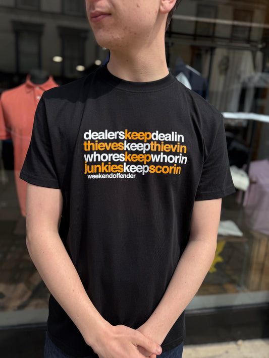 RD1 Clothing x Weekend Offender Dealers T-Shirt - Black & Amber - RD1 Clothing