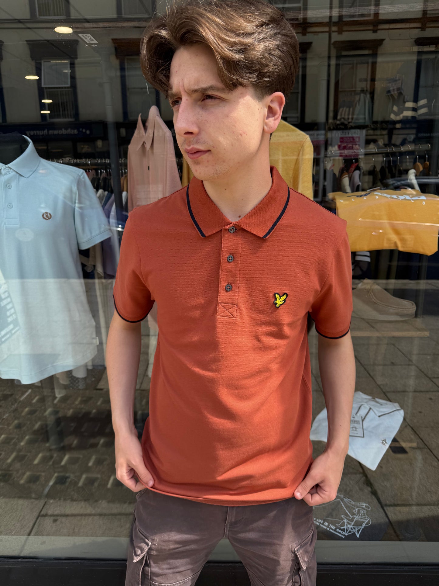 Lyle & Scott Tipped Polo Shirt Brick/ Dark Navy - RD1 Clothing