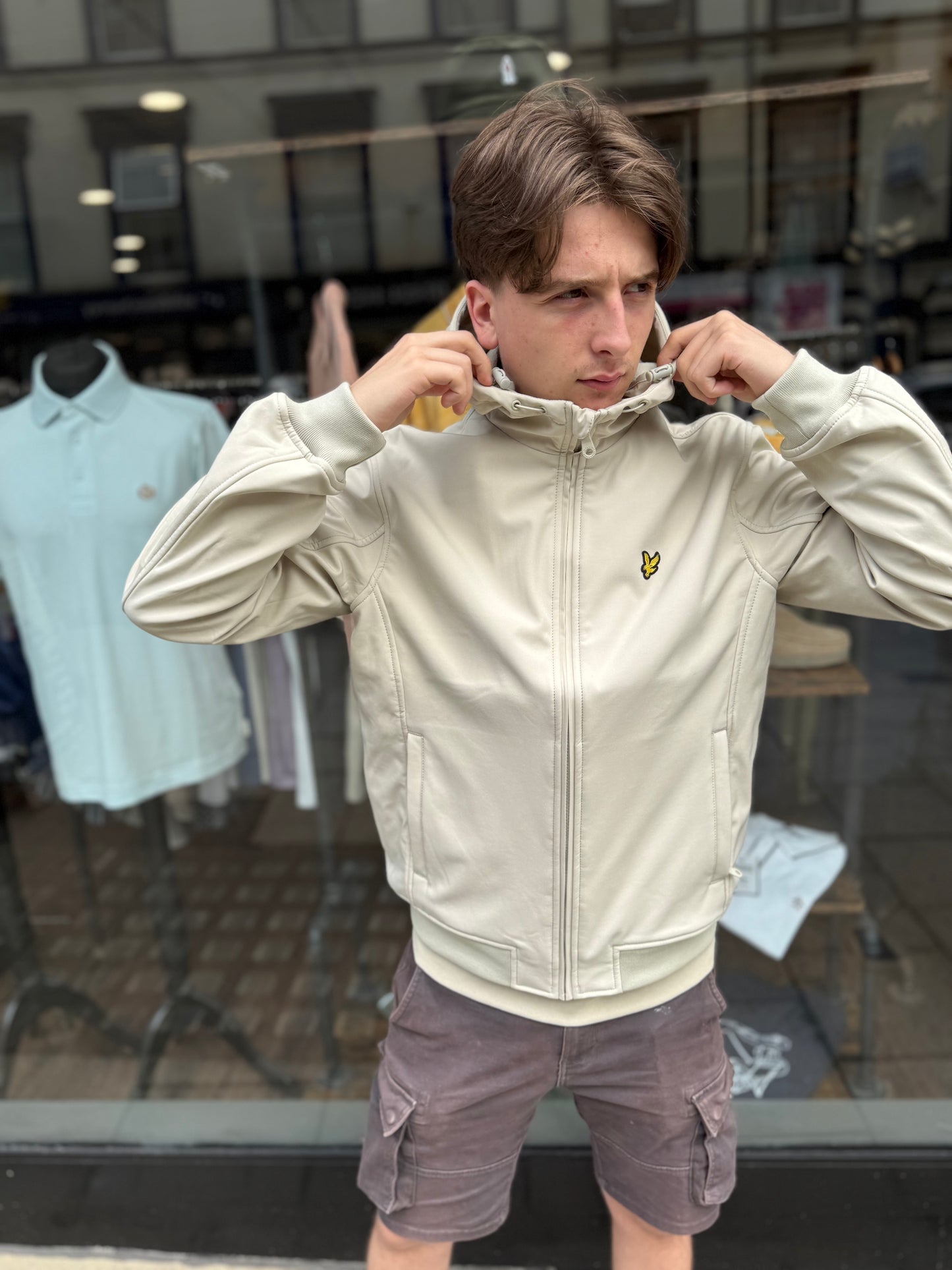 Lyle & Scott Fleece Back Softshell Jacket Grey Taupe - RD1 Clothing
