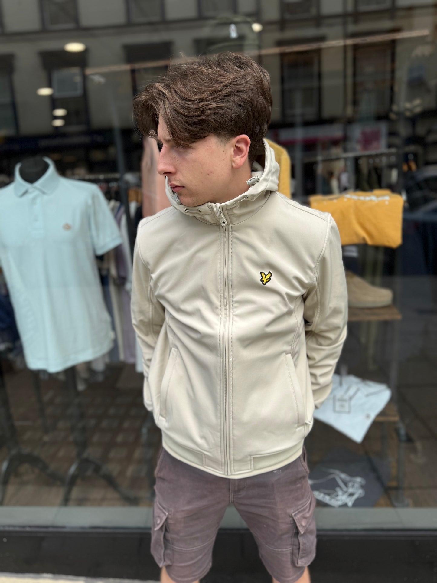 Lyle & Scott Fleece Back Softshell Jacket Grey Taupe - RD1 Clothing