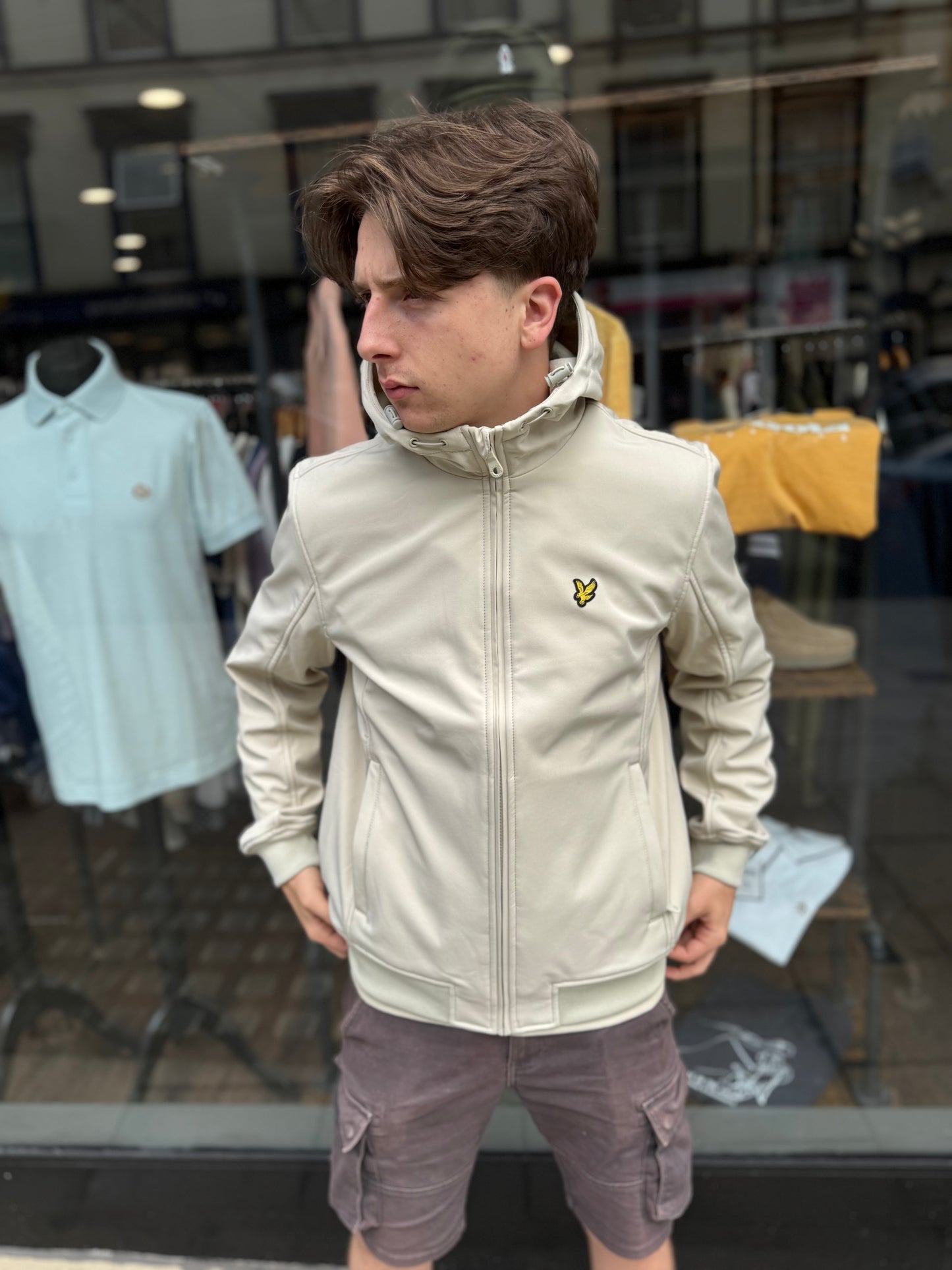 Lyle & Scott Fleece Back Softshell Jacket Grey Taupe - RD1 Clothing