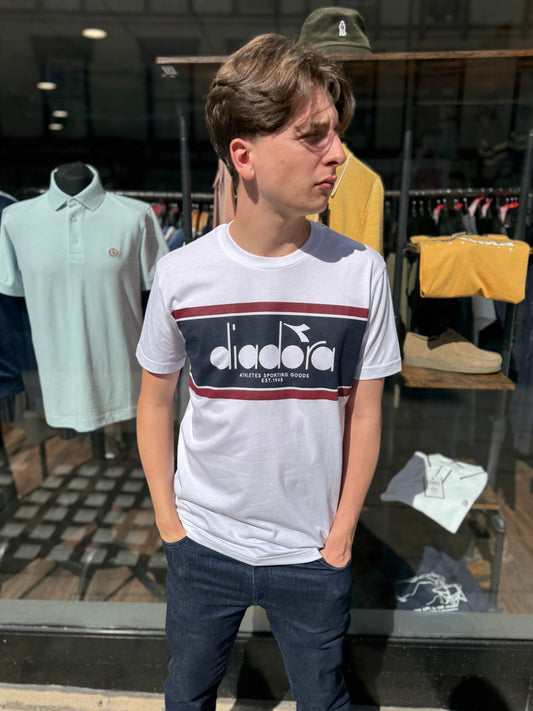 Diadora Logo T-Shirt Super White/Empire Red - RD1 Clothing