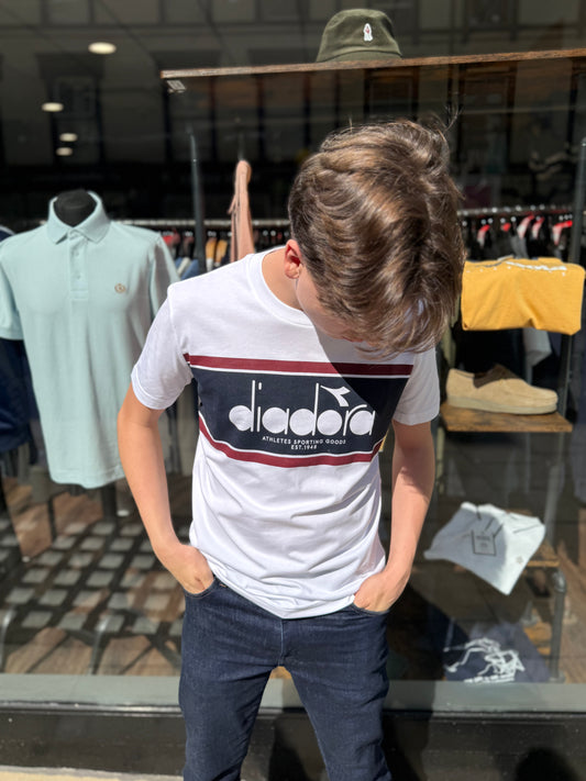 Diadora Logo T-Shirt Super White/Empire Red - RD1 Clothing
