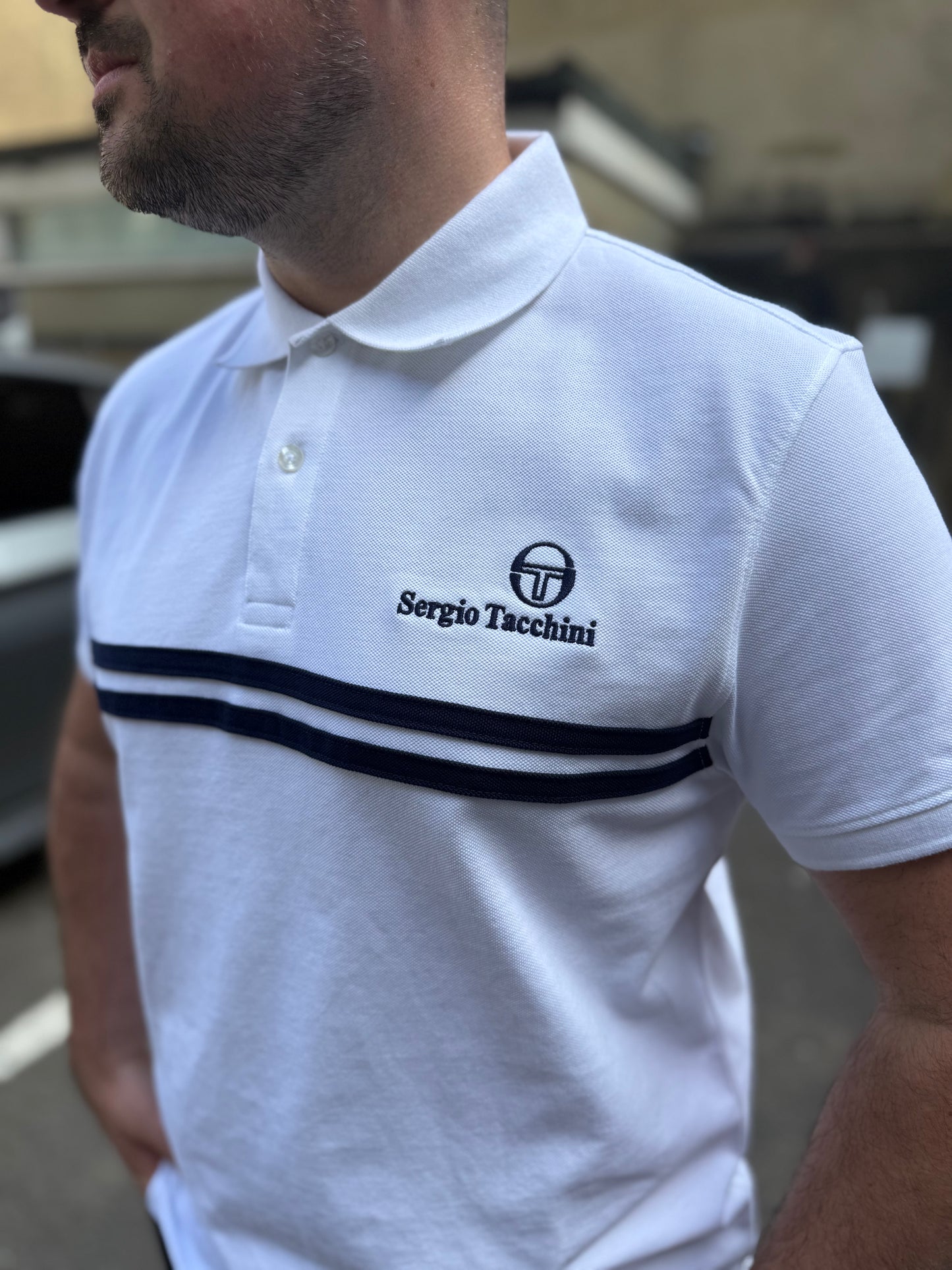 Sergio Tacchini New Supermac Polo White/Navy/Princess Blue