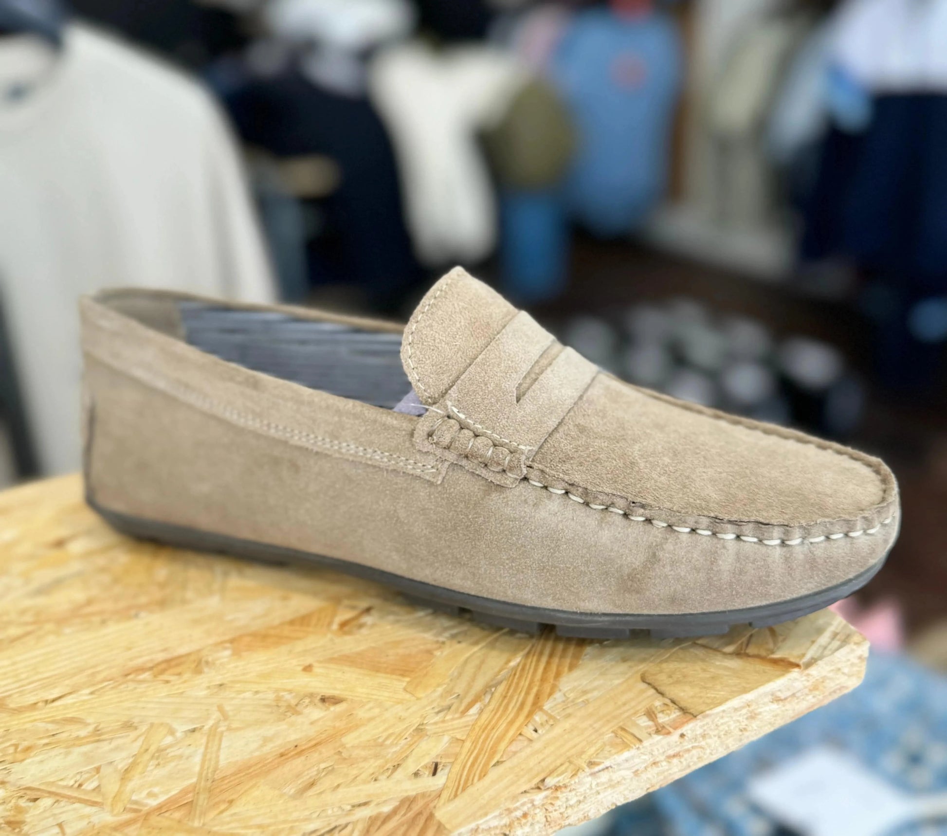 Roamers Suede Drivers Loafer Taupe - RD1 Clothing