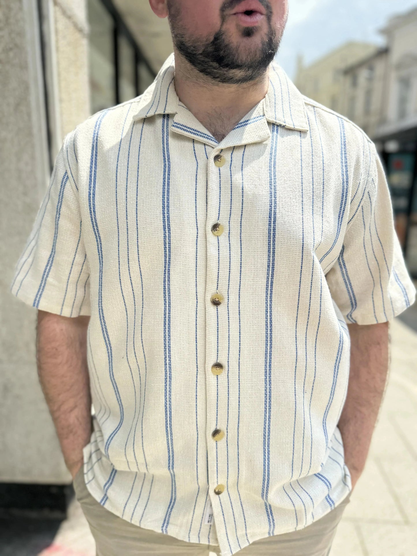 Only & Sons Struc Stripe Shirt Cloud Dancer - RD1 Clothing