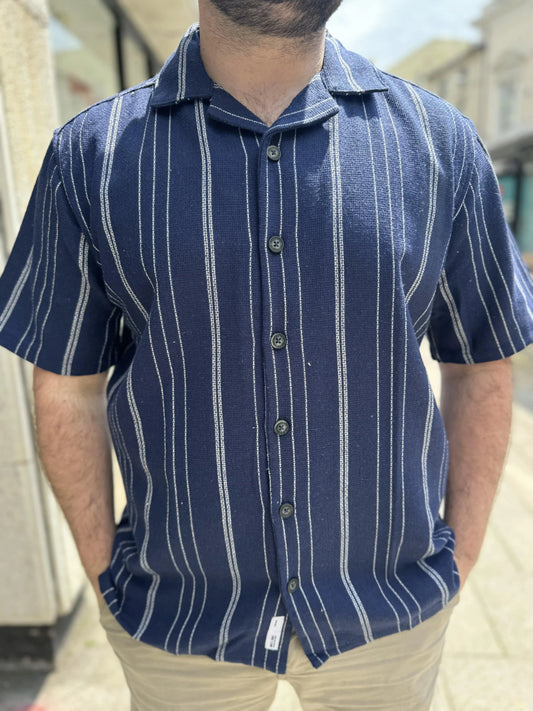 Only & Sons Struc Stripe Shirt Dark Navy - RD1 Clothing