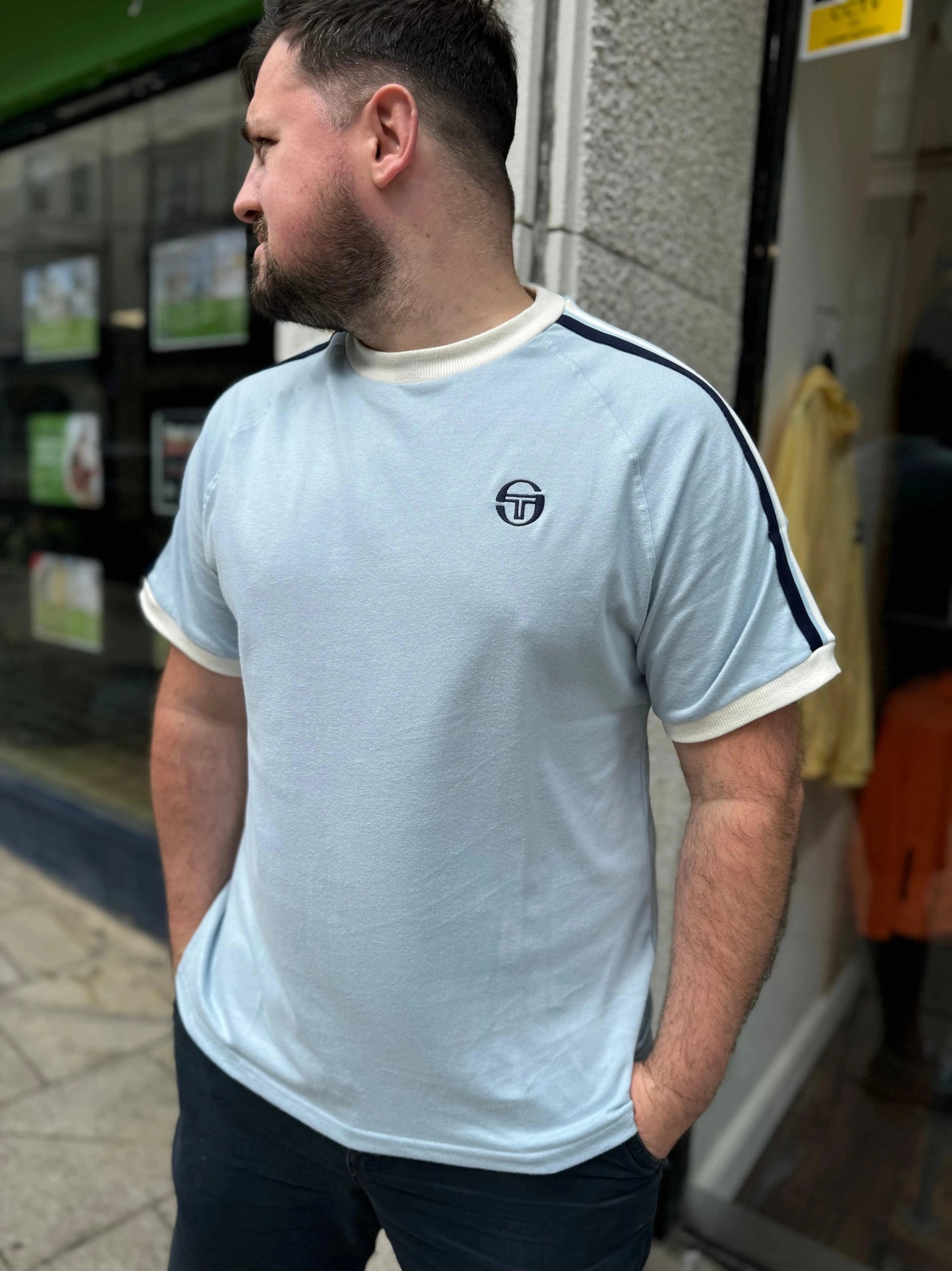 Sergio Tacchini Hadow Ringer T-Shirt In Celestial Blue - RD1 Clothing