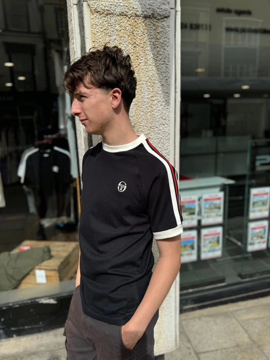 Sergio Tacchini Hadow Ringer T-Shirt In Black - RD1 Clothing
