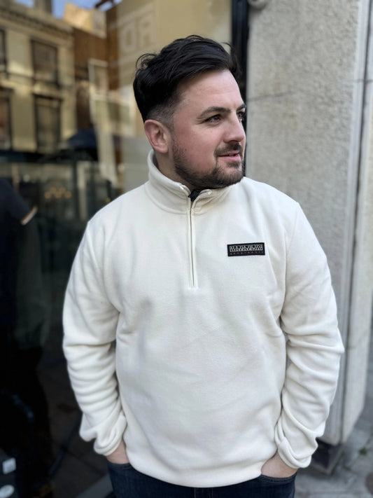 Napapijri Iaato Half Zip In Beige Dimity - RD1 Clothing