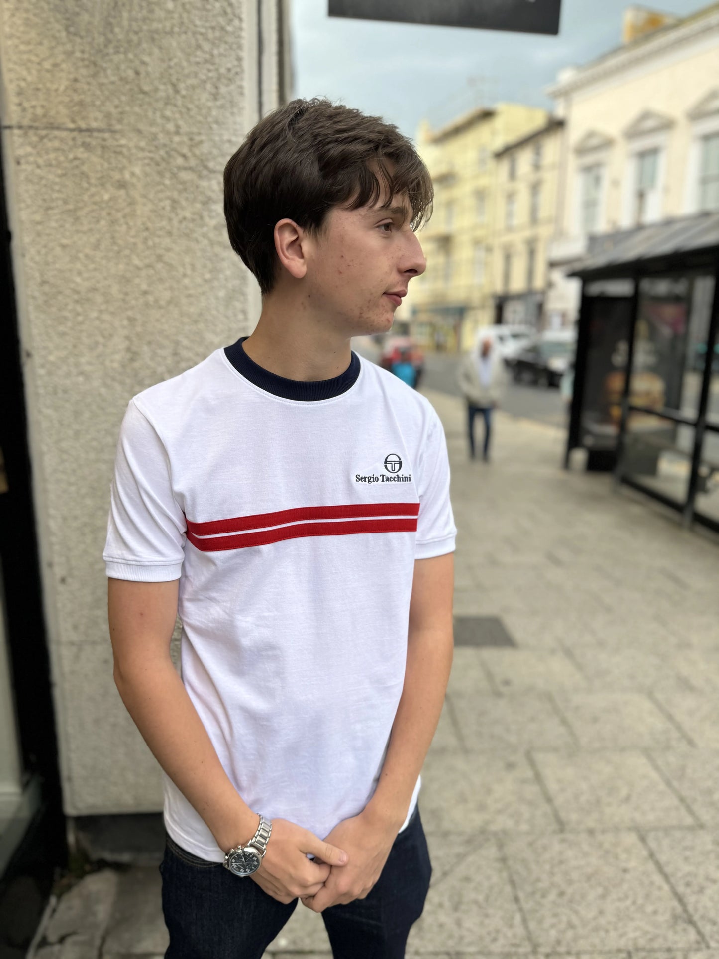 Sergio Tacchini Supermac T-Shirt White/Adrenaline Rush