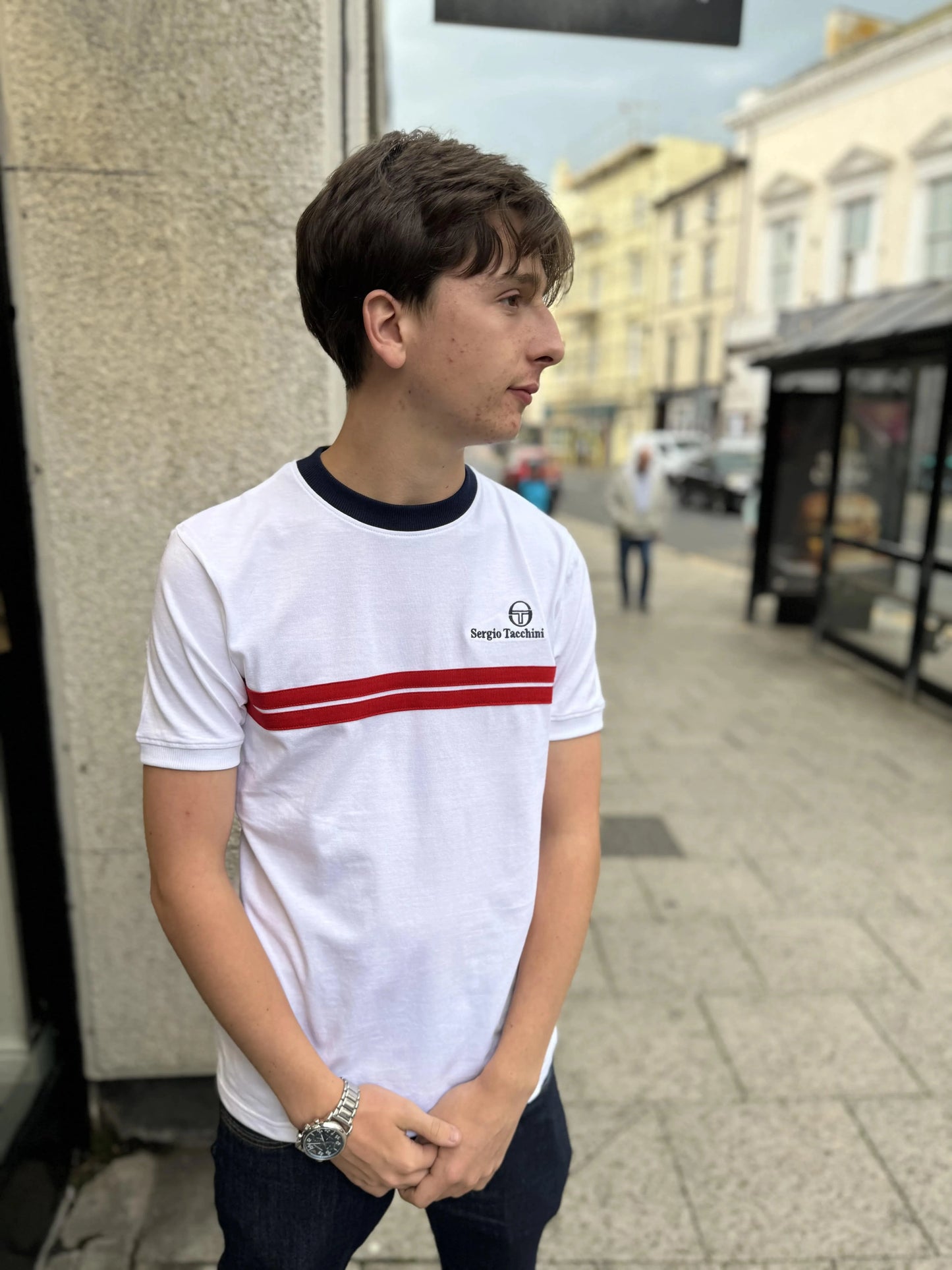 Sergio Tacchini Supermac T-Shirt White/Adrenaline Rush - RD1 Clothing