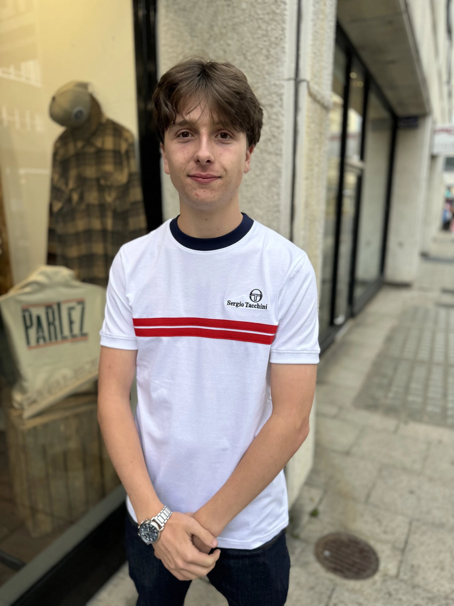 Sergio Tacchini Supermac T-Shirt White/Adrenaline Rush