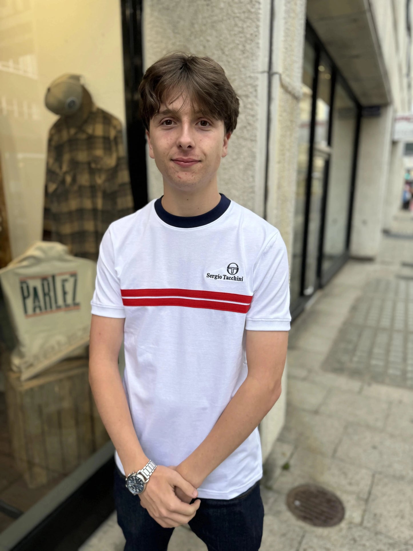 Sergio Tacchini Supermac T-Shirt White/Adrenaline Rush - RD1 Clothing
