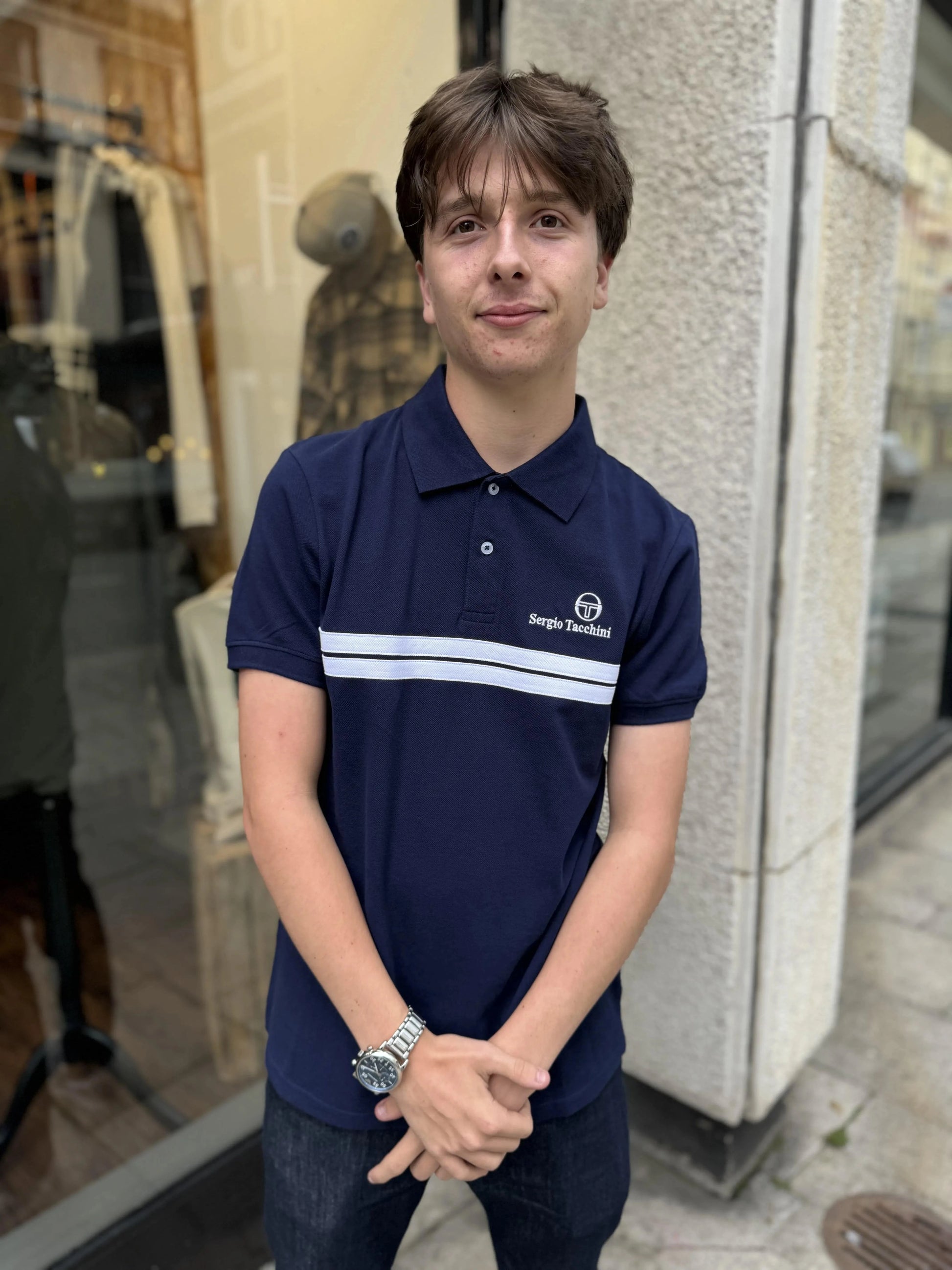 Sergio Tacchini Supermac Polo Shirt Martime Blue/Adrenaline rush - RD1 Clothing