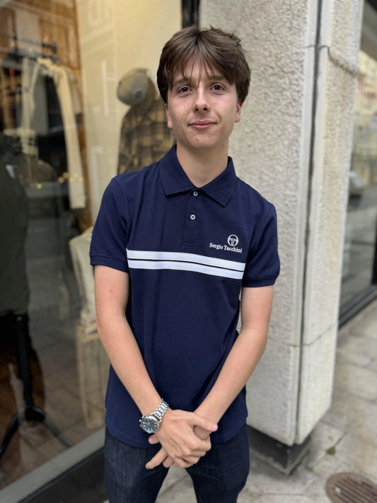 Sergio Tacchini Supermac Polo Shirt Martime Blue/Adrenaline rush - RD1 Clothing