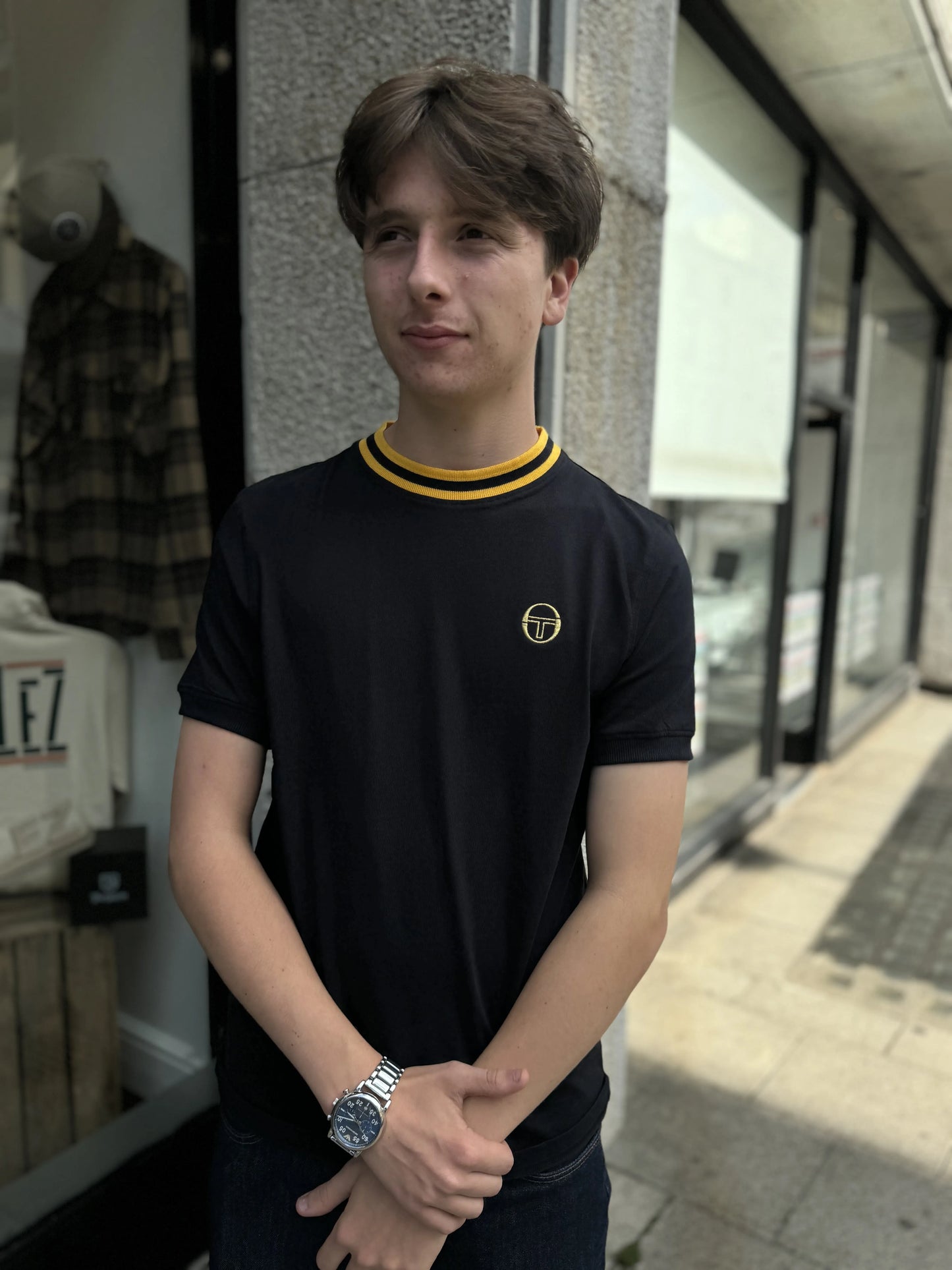 Sergio Tacchini Rainer Tee In Black/ Old Gold - RD1 Clothing