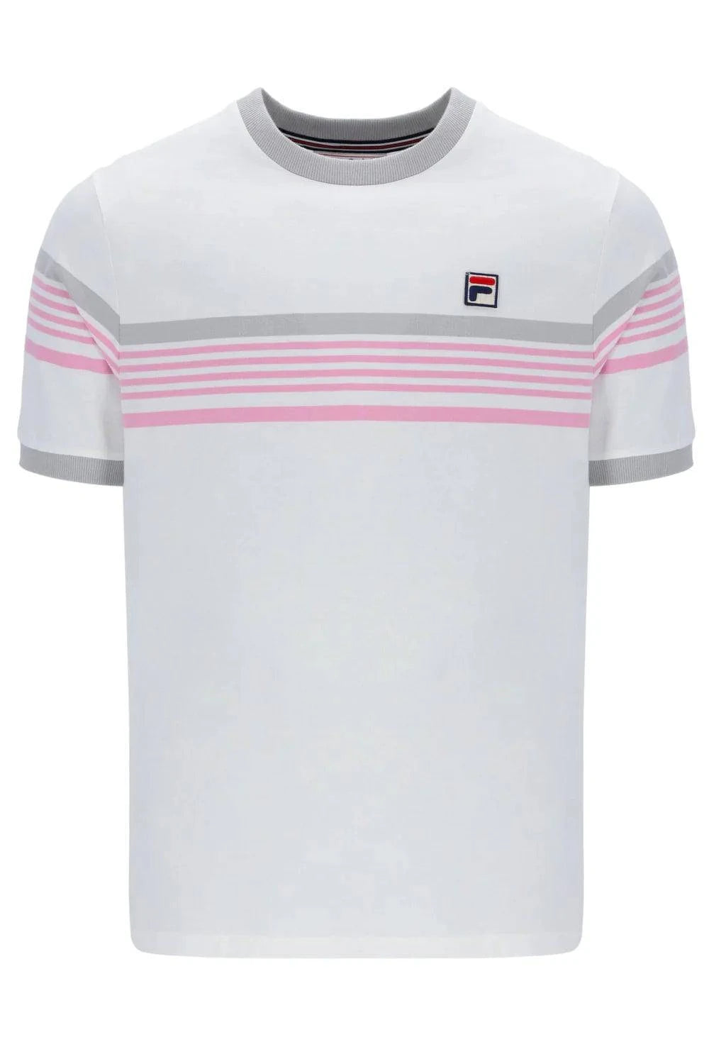Fila James Yarn Dye Stripe T-Shirt White/High Rise/Prism Pink - RD1 Clothing