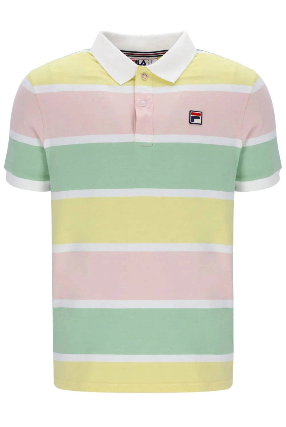 Fila Jas Striped Polo Shirt Pink Chalk/Hemlock/Lemonade/White - RD1 Clothing