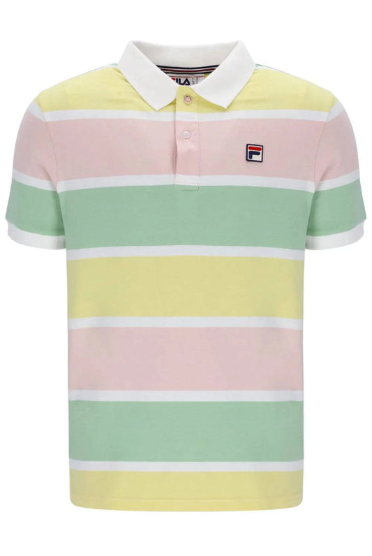 Fila Jas Striped Polo Shirt Pink Chalk/Hemlock/Lemonade/White - RD1 Clothing