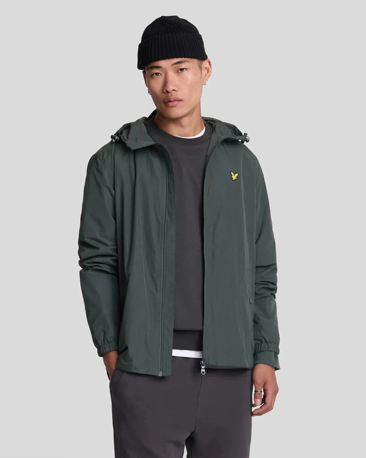 Lyle & Scott Zip Through Hooded Jacket In Gunmetal - RD1 Clothing