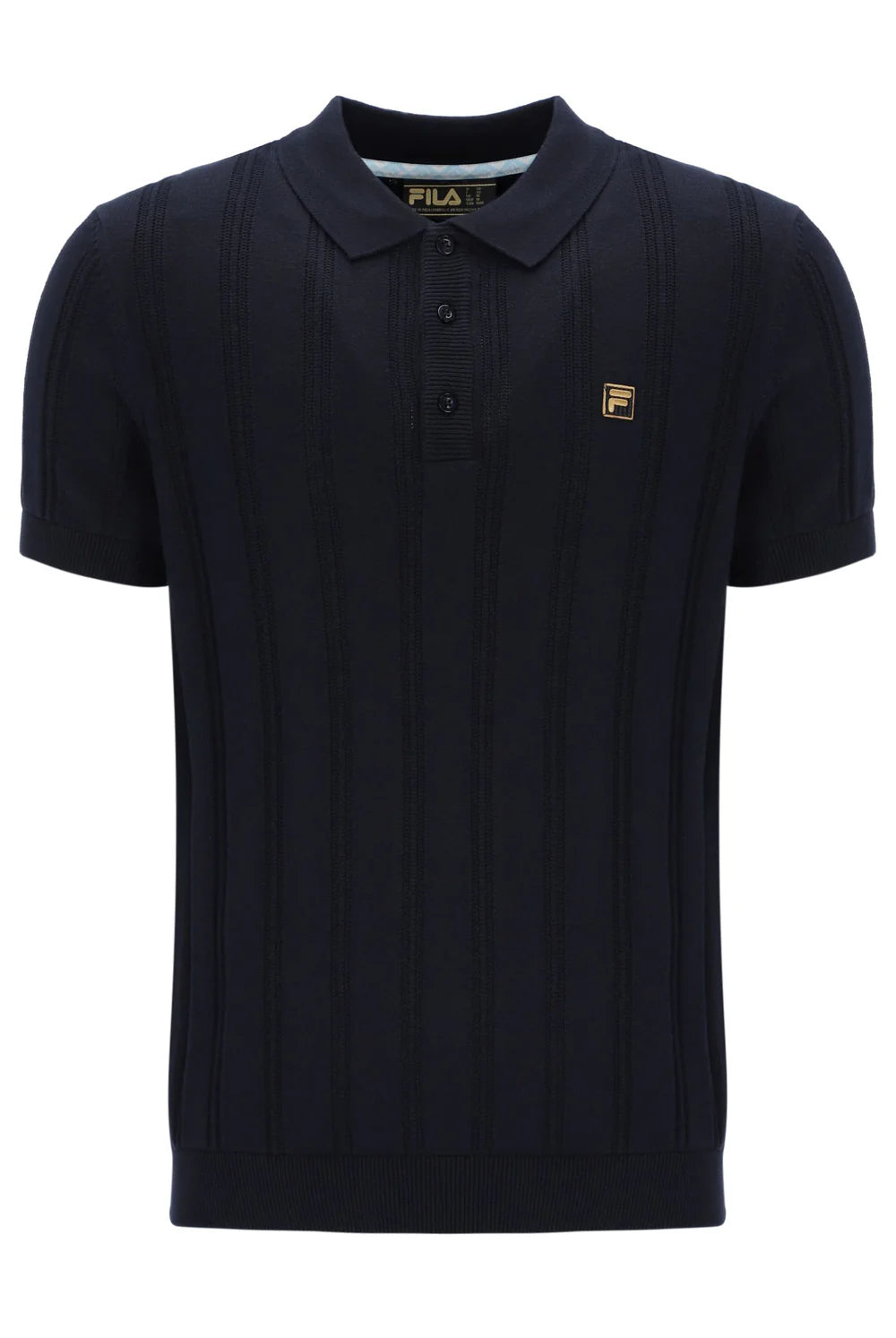 Fila Gold Kennedy Textured Stripe Knit Polo Black