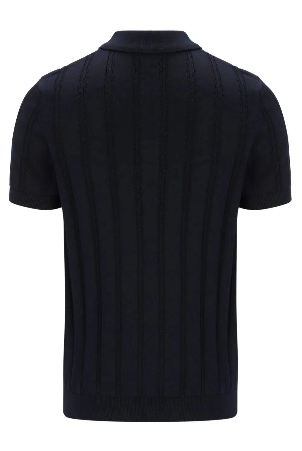Fila Gold Kennedy Textured Stripe Knit Polo Black - RD1 Clothing