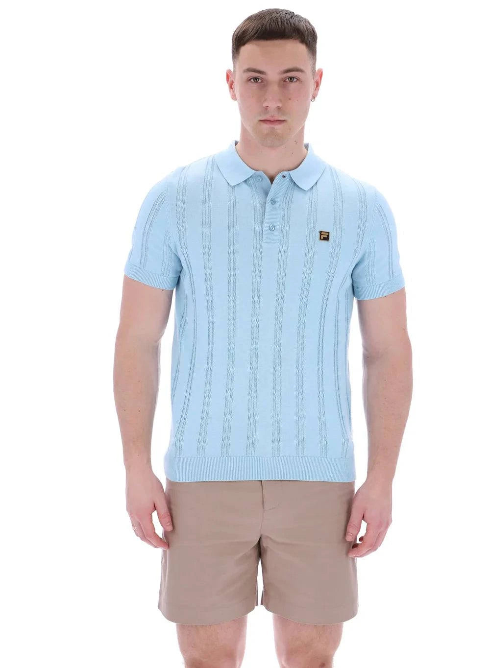 Fila Gold Kennedy Textured Stripe Knit Polo Summer Song - RD1 Clothing