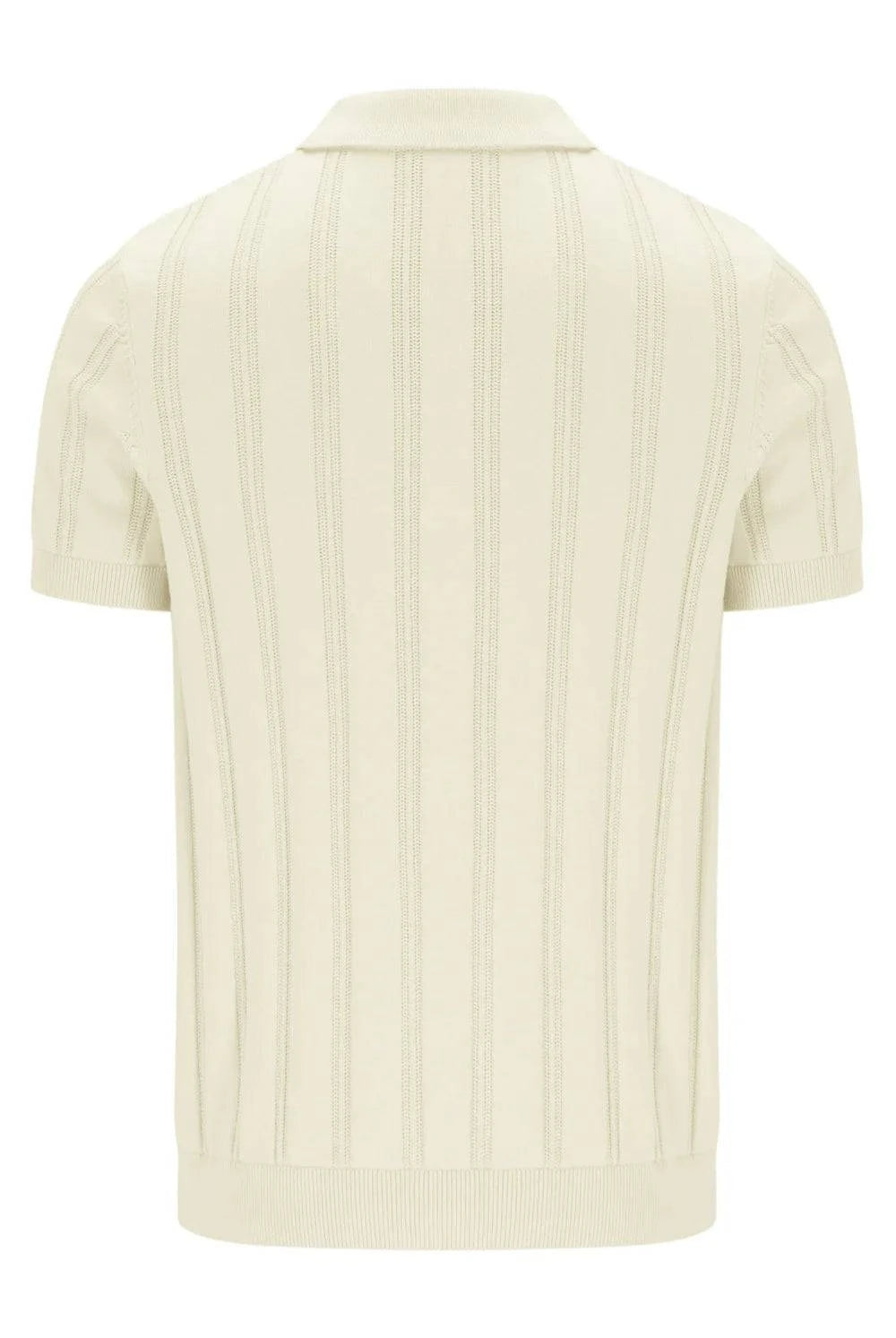 Fila Gold Kennedy Textured Stripe Knit Polo Egret - RD1 Clothing