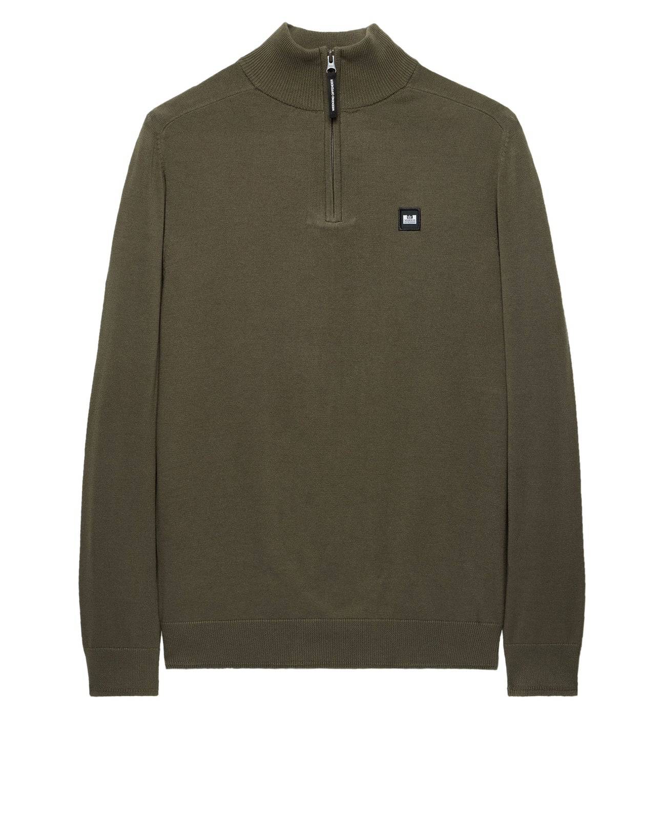 Weekend Offender Pierre Knitted Quarter Zip Green - RD1 Clothing