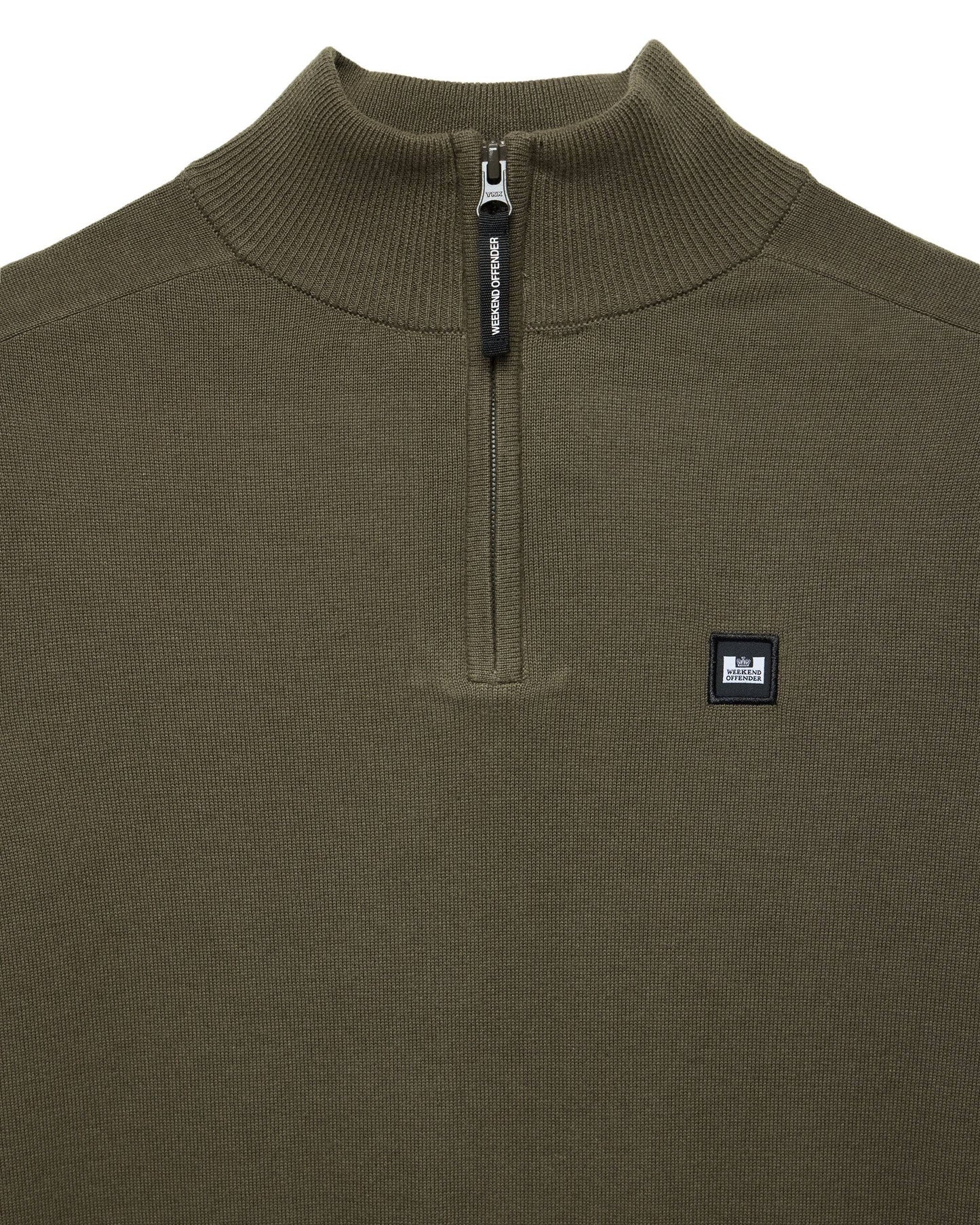 Weekend Offender Pierre Knitted Quarter Zip Green - RD1 Clothing