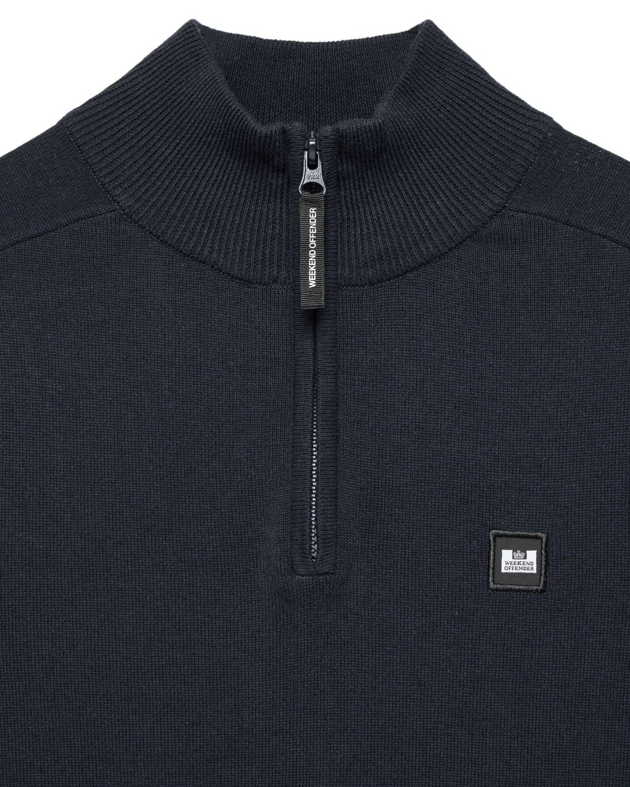 Weekend Offender Pierre Knitted Quarter Zip Navy - RD1 Clothing