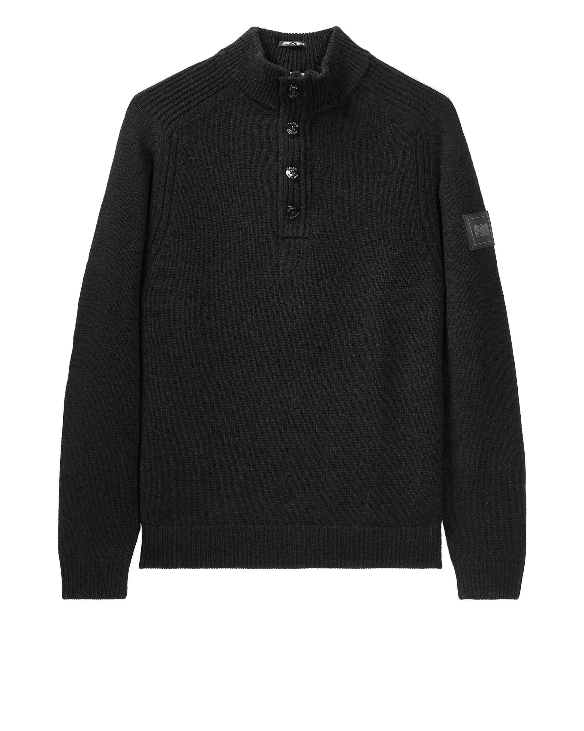 Weekend Offender Castillos Knitted Wool Quarter Neck Sweater Black - RD1 Clothing