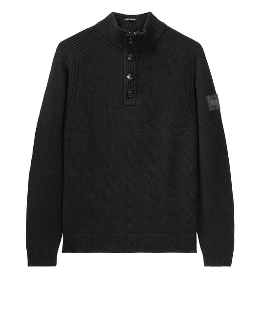 Weekend Offender Castillos Knitted Wool Quarter Neck Sweater Black - RD1 Clothing