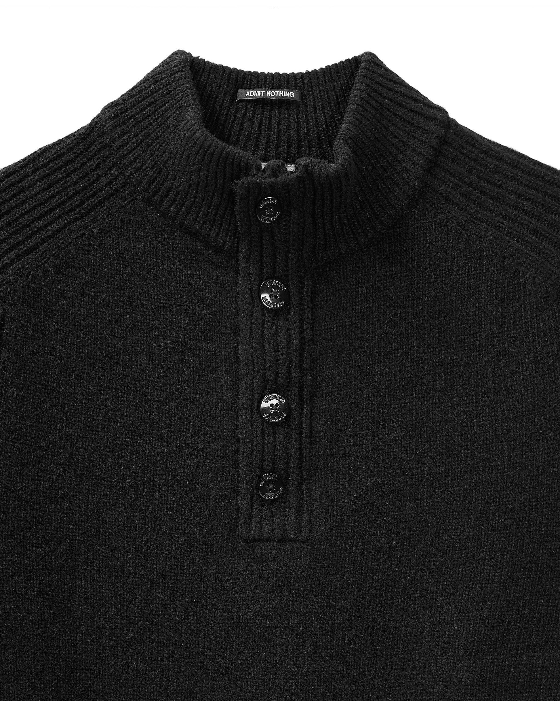 Weekend Offender Castillos Knitted Wool Quarter Neck Sweater Black - RD1 Clothing