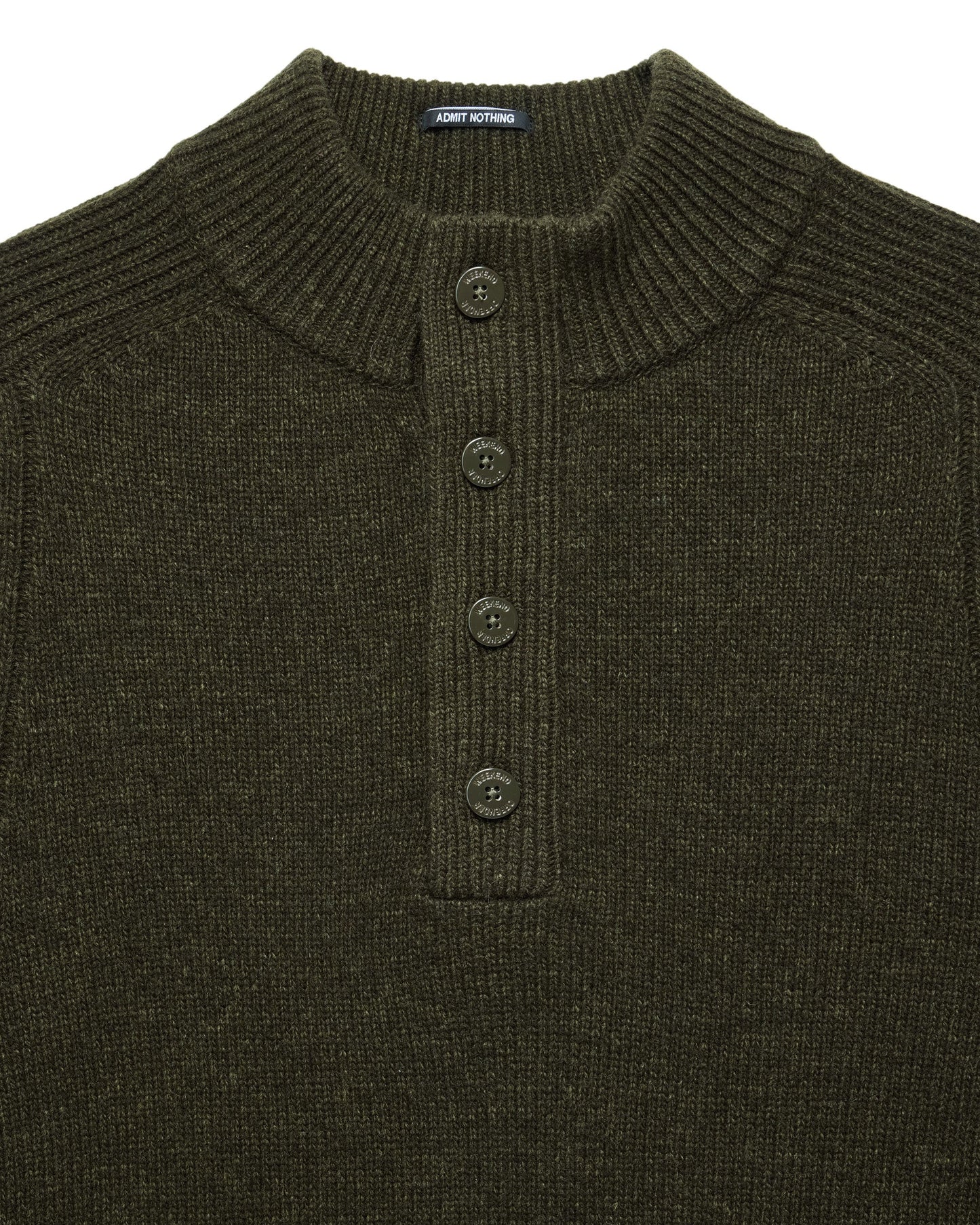 Weekend Offender Castillos Knitted Wool Quarter Neck Sweater Castle Green