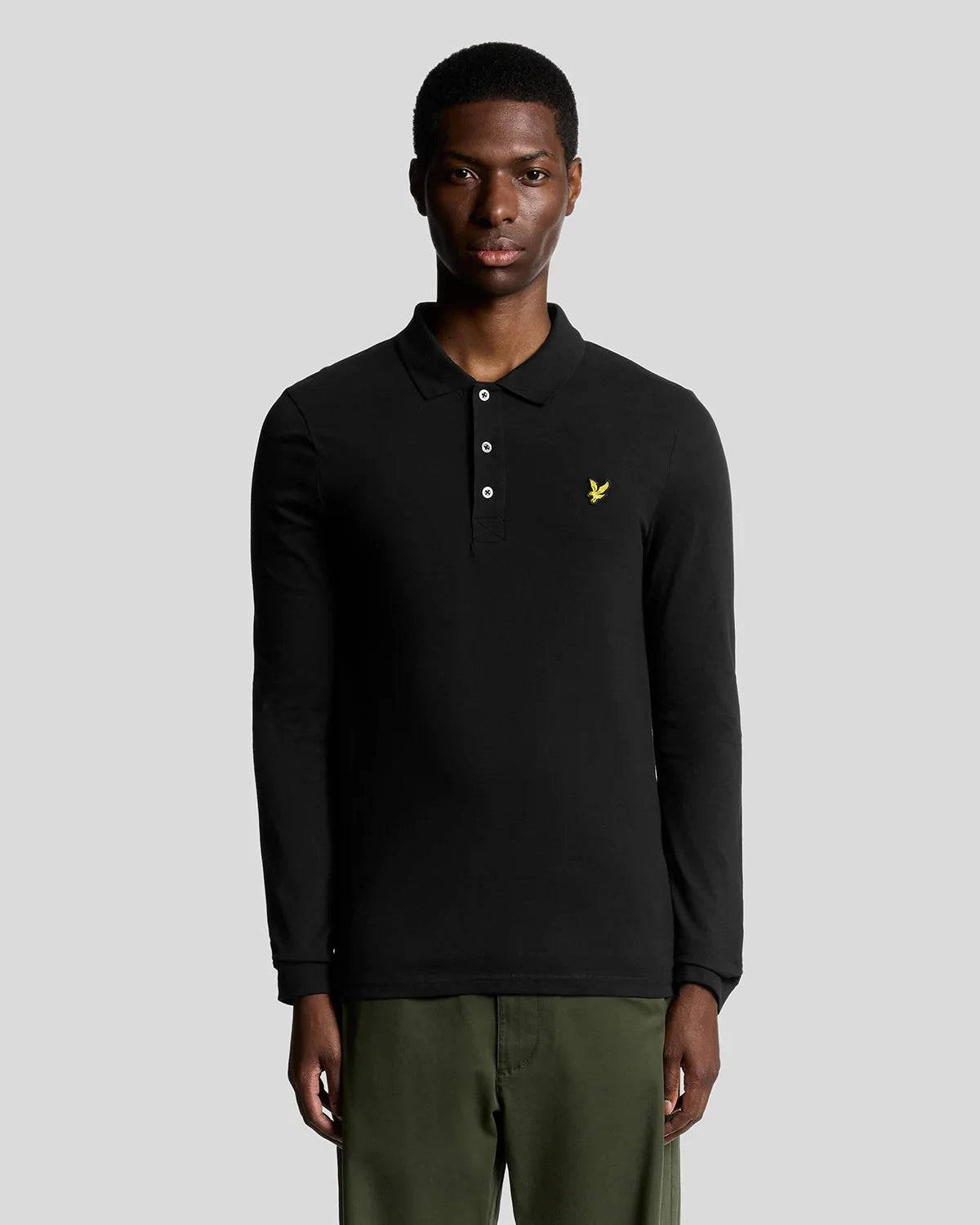 Lyle & Scott Long Sleeve Polo Shirt Black - RD1 Clothing