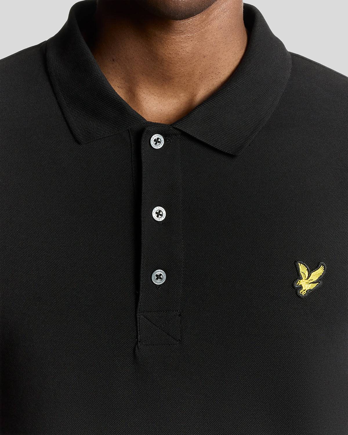 Lyle & Scott Long Sleeve Polo Shirt Black - RD1 Clothing