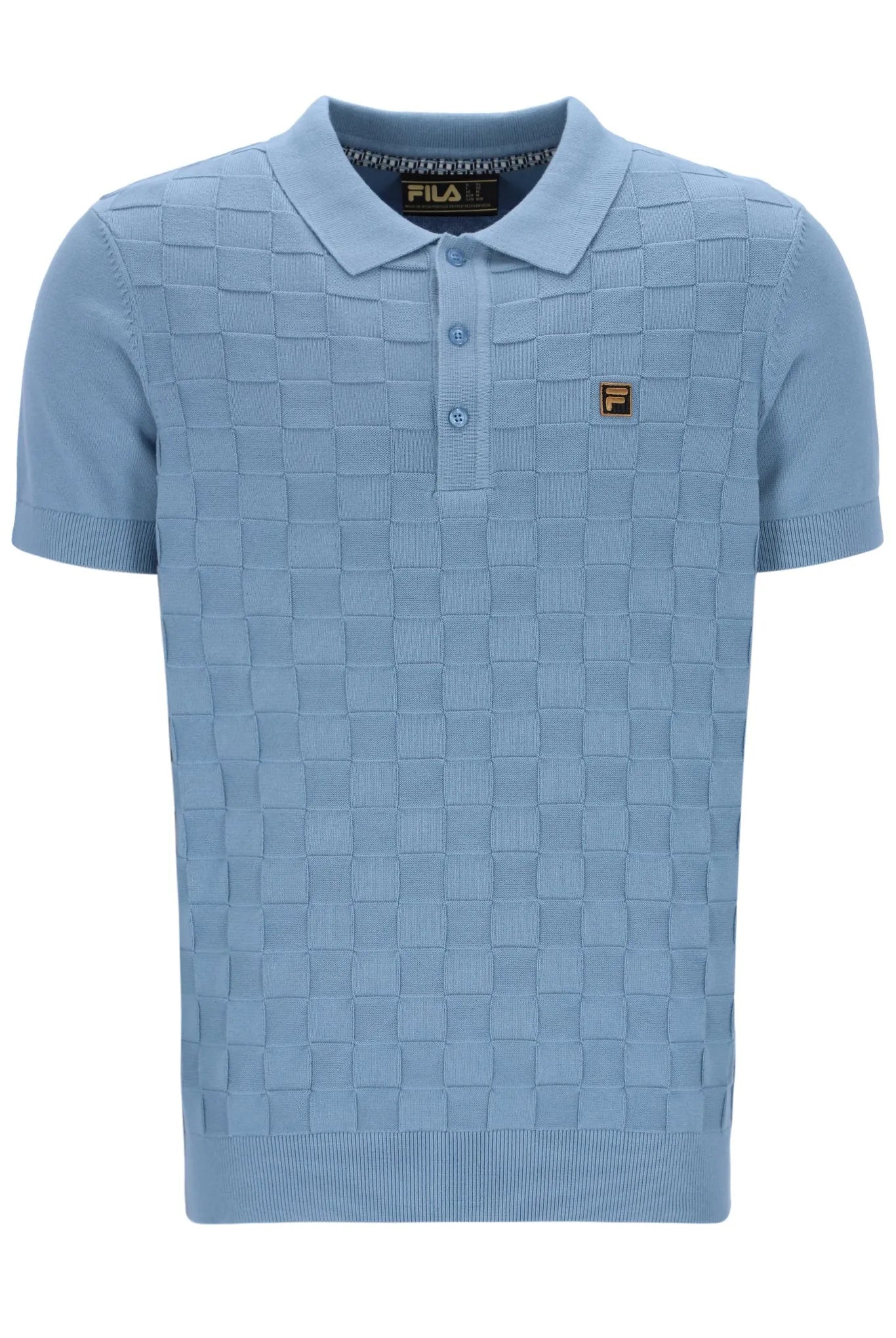 Fila Gold Lucian Square Knit Polo In Denim Blue